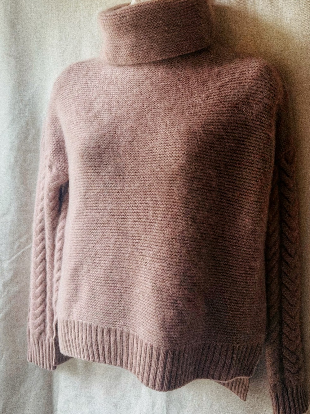 🌹☕ Pure Collection 100% Cashmere • Mocha Rose Funnel Neck • Blush